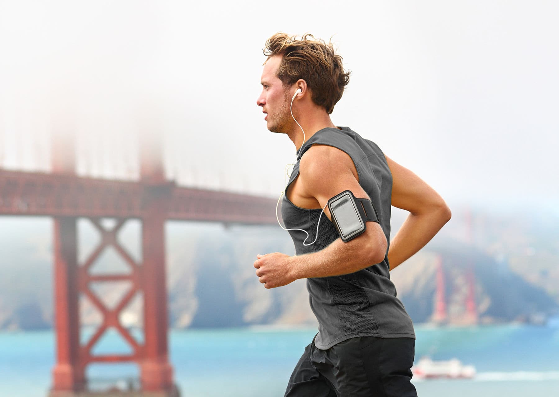 Man training outdoors